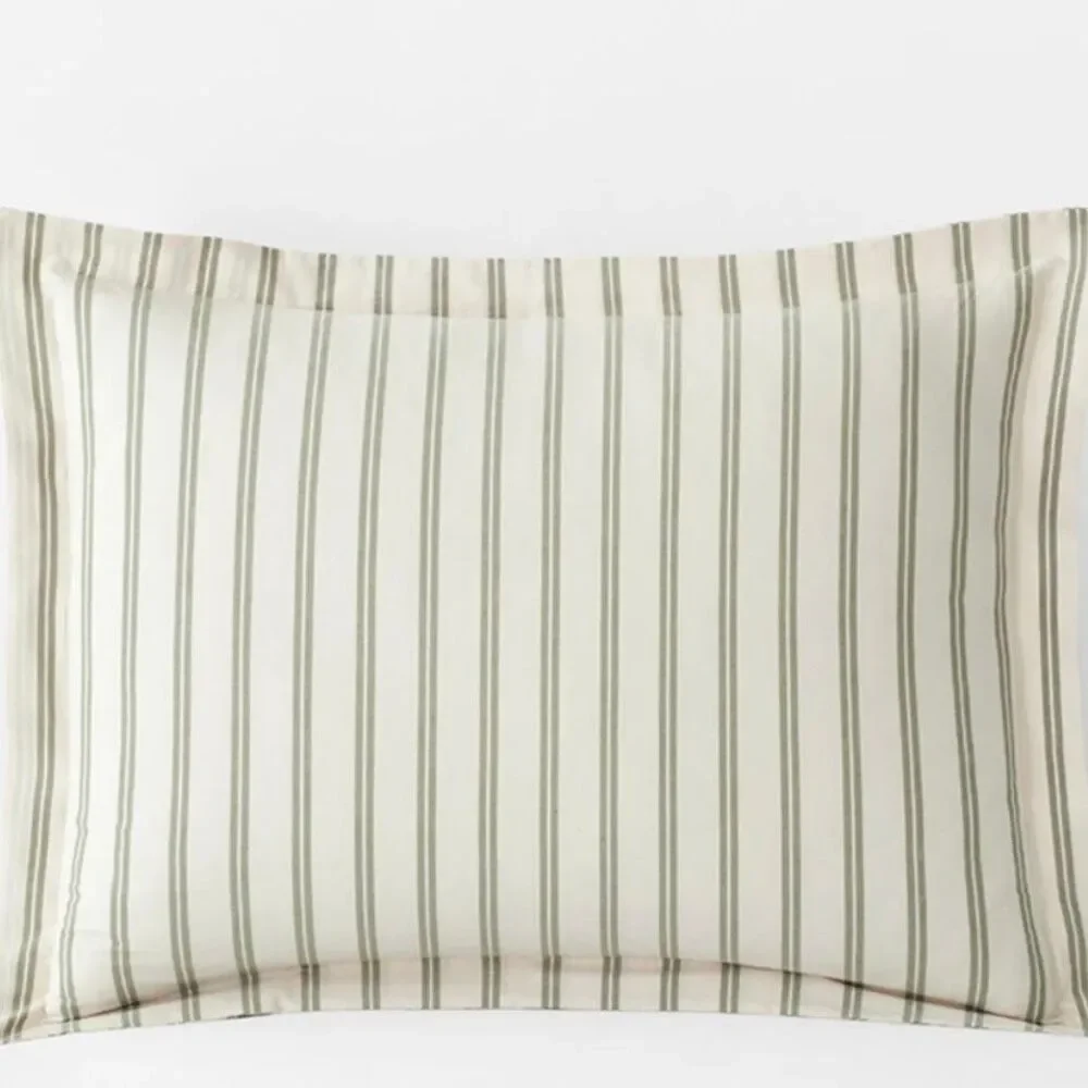 The Company Store NWT Moss Green Tailored Stripes Cotton Percale Sham- King